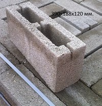 Купить блок строительный перегородочный из отсева щебня 390х120х188 мм.